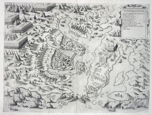 マルタは「デッラArchitettura Militare」から1551年に出版されたインフィデルに包囲されました 作： Francesco de Marchi